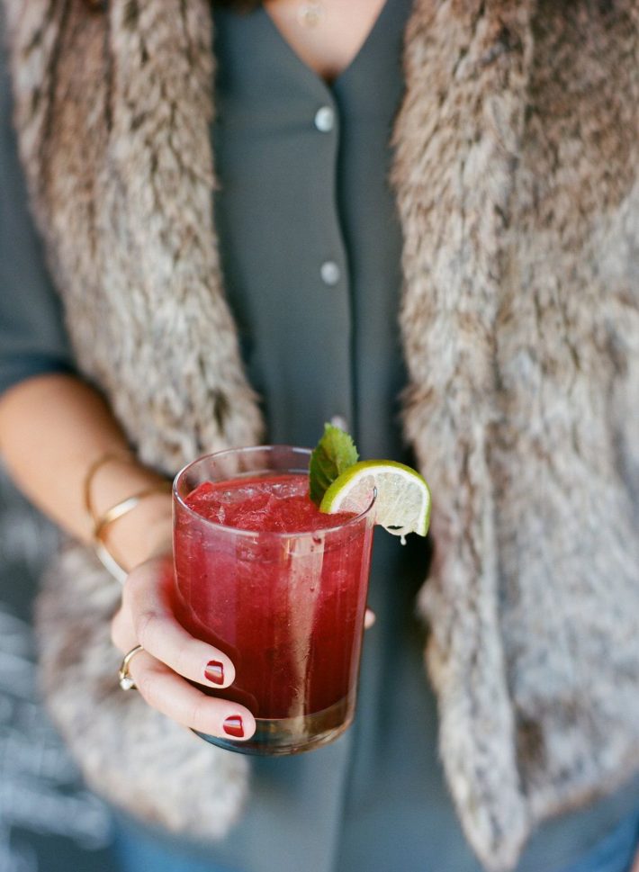 A huckleberry cocktail served at the Turpin Meadow Ranch Lodge