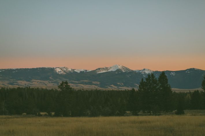 Alpenglow Sunset over The Sleeping Indian in Jackson Hole Wyoming