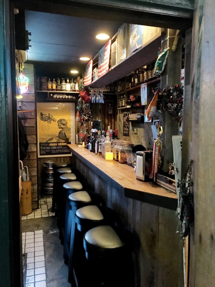 A teeny tiny bar that holds less than 10 people in Golden Gai of Tokyo, Japan