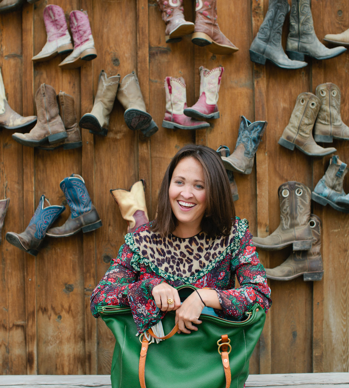 Jackson Hole Blogger and her Copperdot Leather Bag made in Wyoming