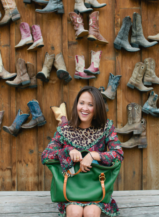 Jackson Hole Blogger and her Copperdot Leather Bag made in Wyoming