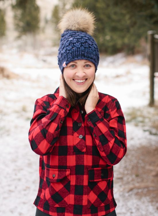 Jackson Hole Blogger wearing Sh*T That I Knit Beanie