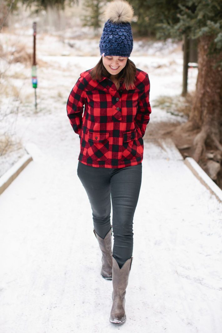 Jackson Hole Blogger in Shit That I Knit Beanie