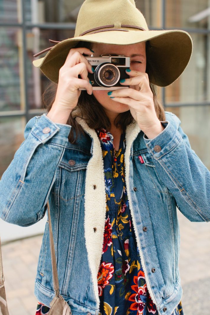 Levis Shearling Jacket on Jackson Hole Wyoming Blogger