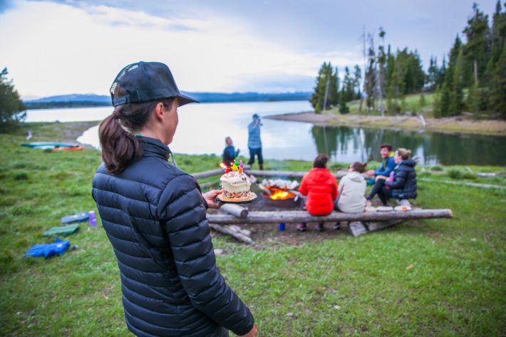 Camping in Grand Teton National Park on Elk Island with Jackson Hole blogger birthday cake