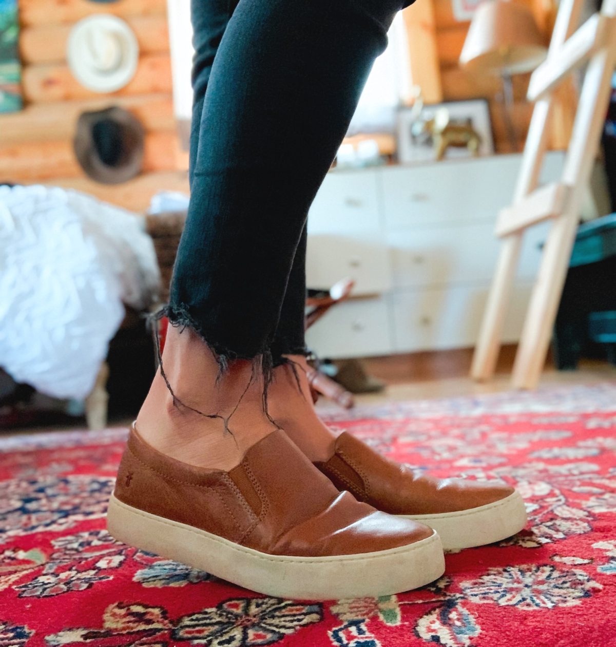 frye leather lena slip on