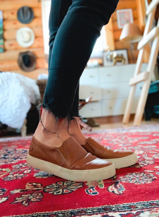 frye leather lena slip on