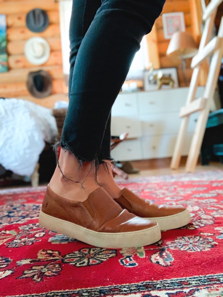 frye leather lena slip on