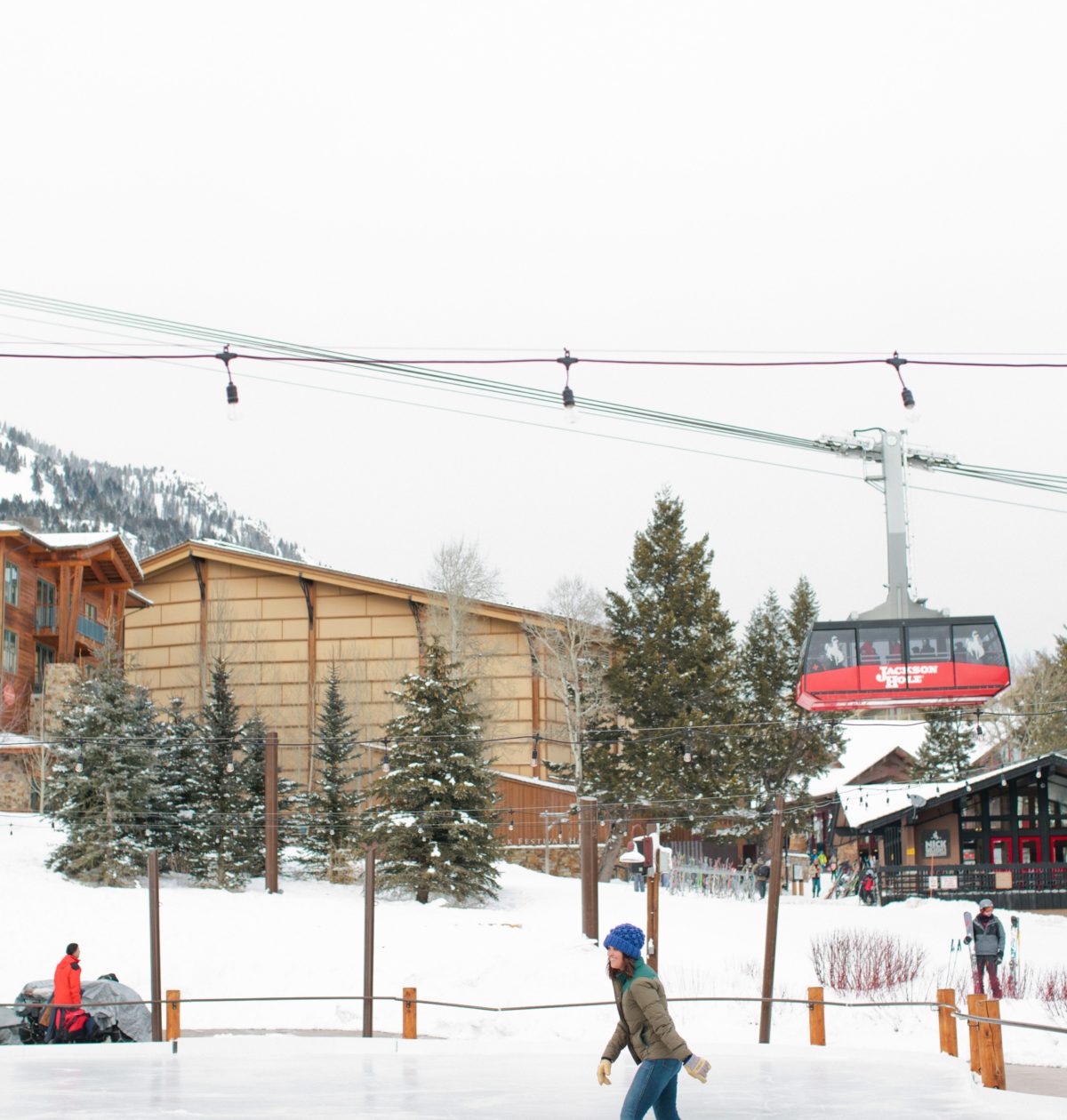 example of ice skating in jackson hole with aerial tram