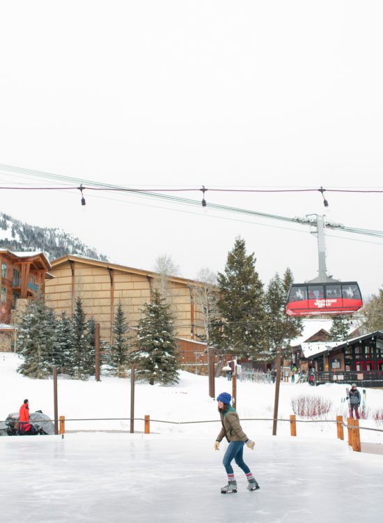 example of ice skating in jackson hole with aerial tram