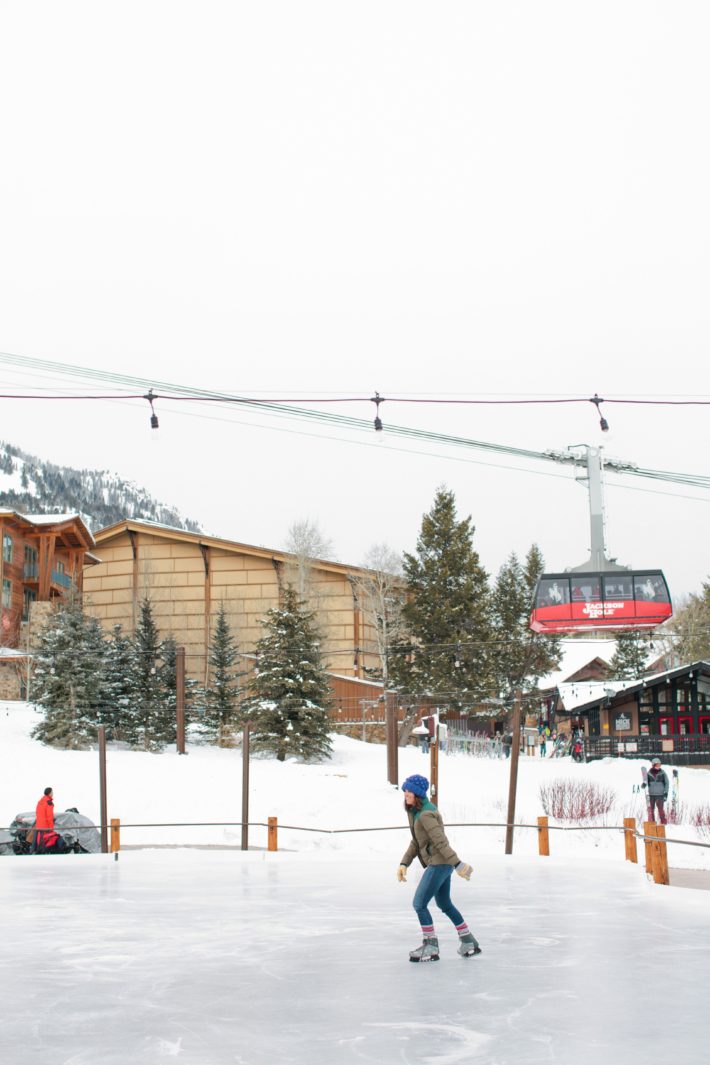 example of ice skating in jackson hole with aerial tram