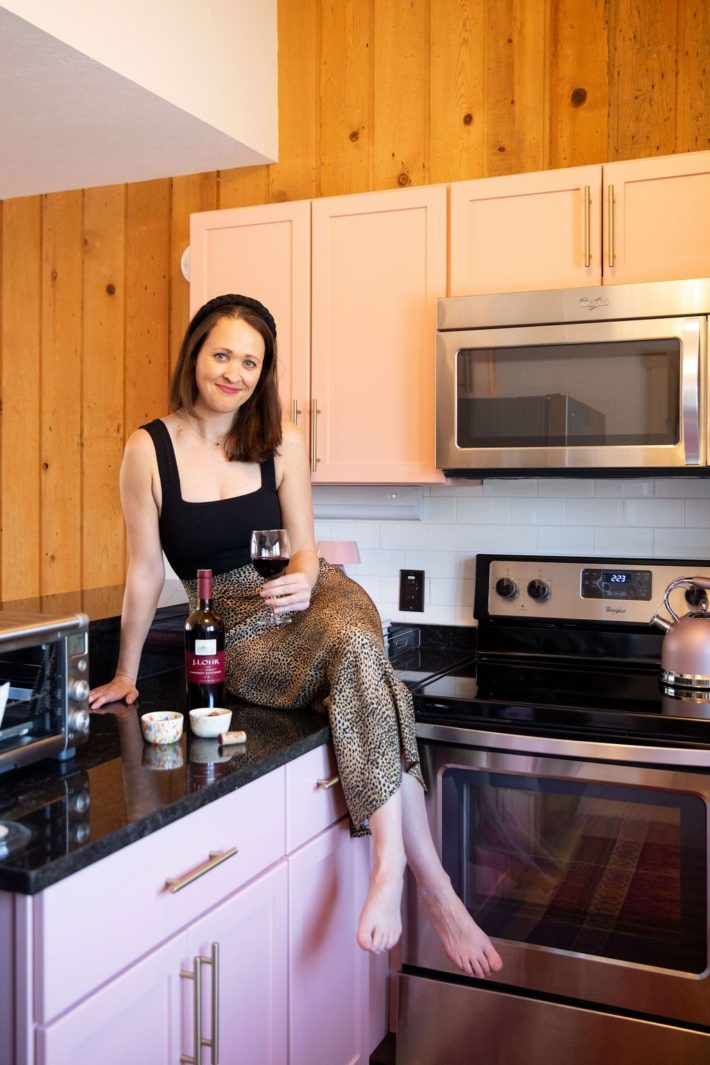 Pink kitchen pink cabinets