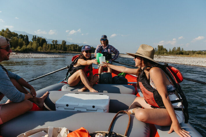 friends rafting on snake river